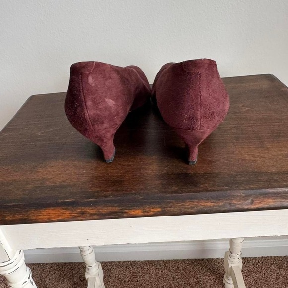 Vintage 90 Liz Claiborne Suede Kitten Heel Plum Brown - Picture 6 of 8